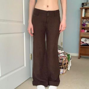 brown baggy straight leg/flare pants